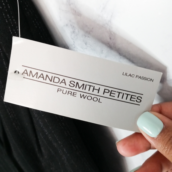 Amanda Smith Petites %100 Pure Wool Black Long Baggie Pants With Purple … - Picture 8 of 9